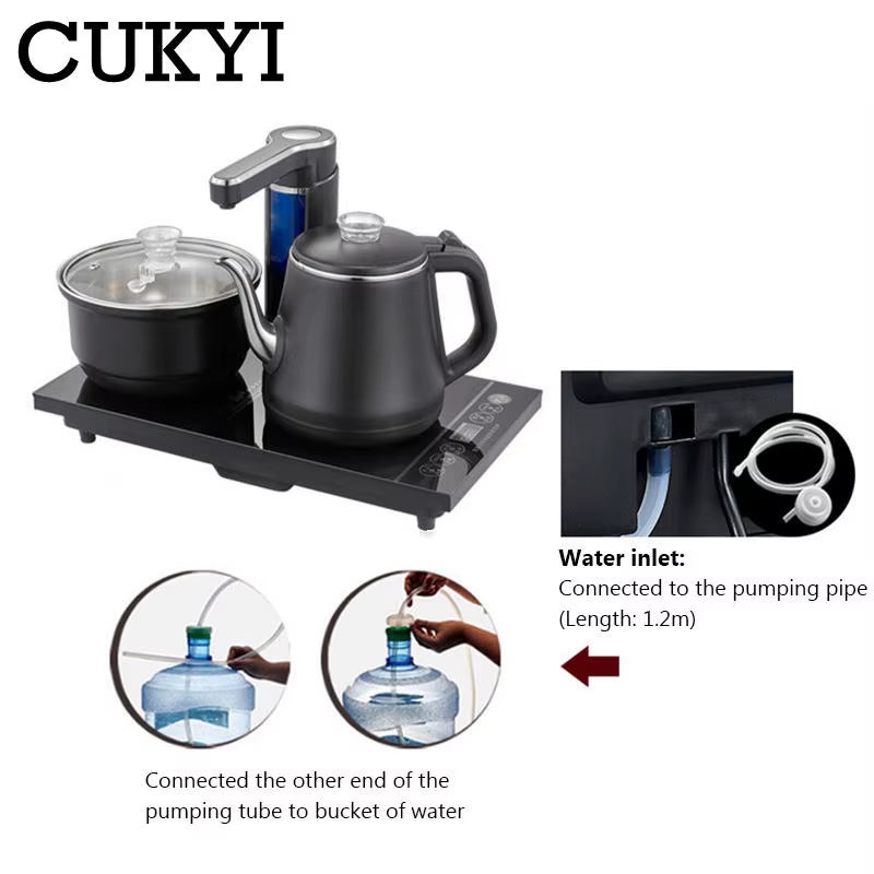 110V 220V Electric Kettle Household Tea Pot Set Automatic Pump Water 1L Capacity Stainless Steel Kettle Safety Auto-Off Function