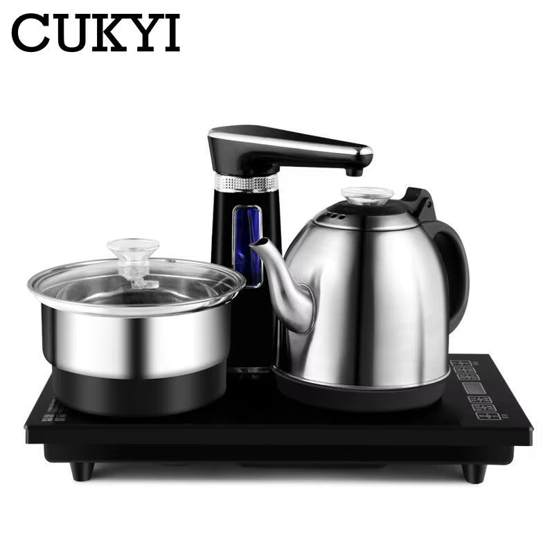 110V 220V Electric Kettle Household Tea Pot Set Automatic Pump Water 1L Capacity Stainless Steel Kettle Safety Auto-Off Function