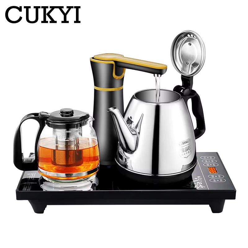 110V 220V Electric Kettle Household Tea Pot Set Automatic Pump Water 1L Capacity Stainless Steel Kettle Safety Auto-Off Function