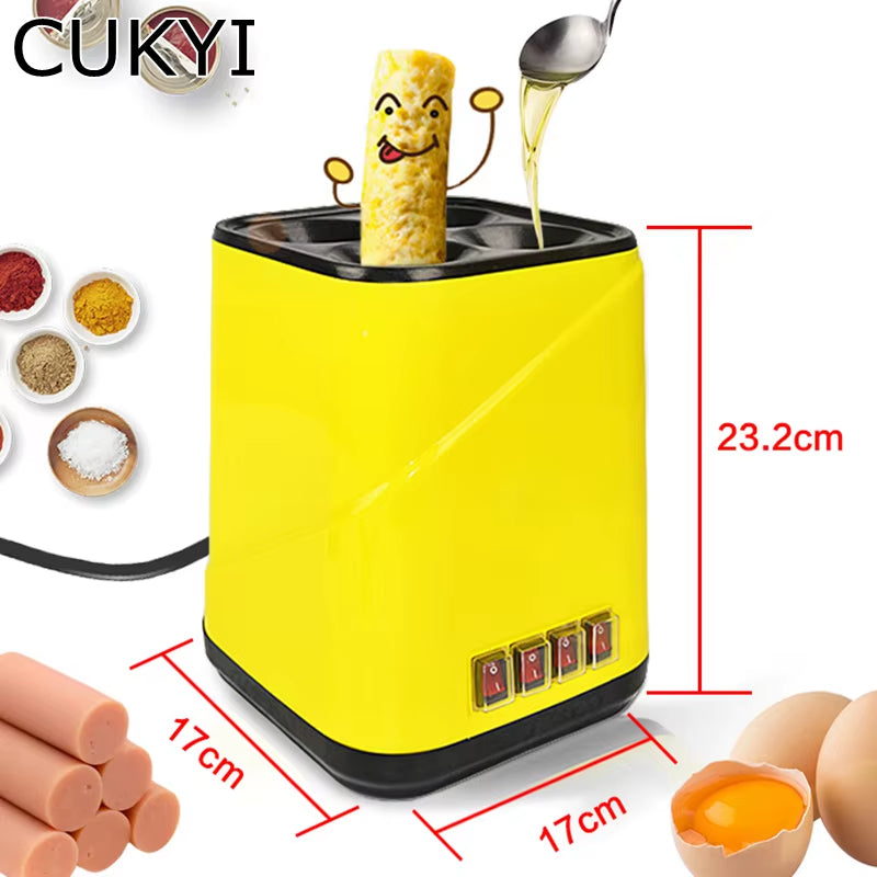Automatic Roll Maker Electric Egg Boiler Cup Omelette Breakfast Maker Non-Stick Kitchen Cooking Tool 220V Heat Separately