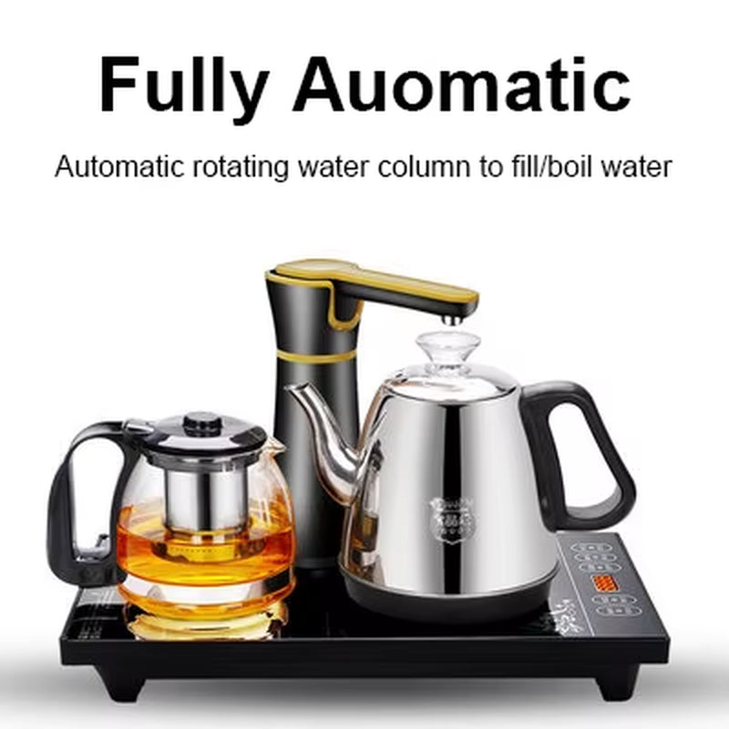 110V 220V Electric Kettle Household Tea Pot Set Automatic Pump Water 1L Capacity Stainless Steel Kettle Safety Auto-Off Function