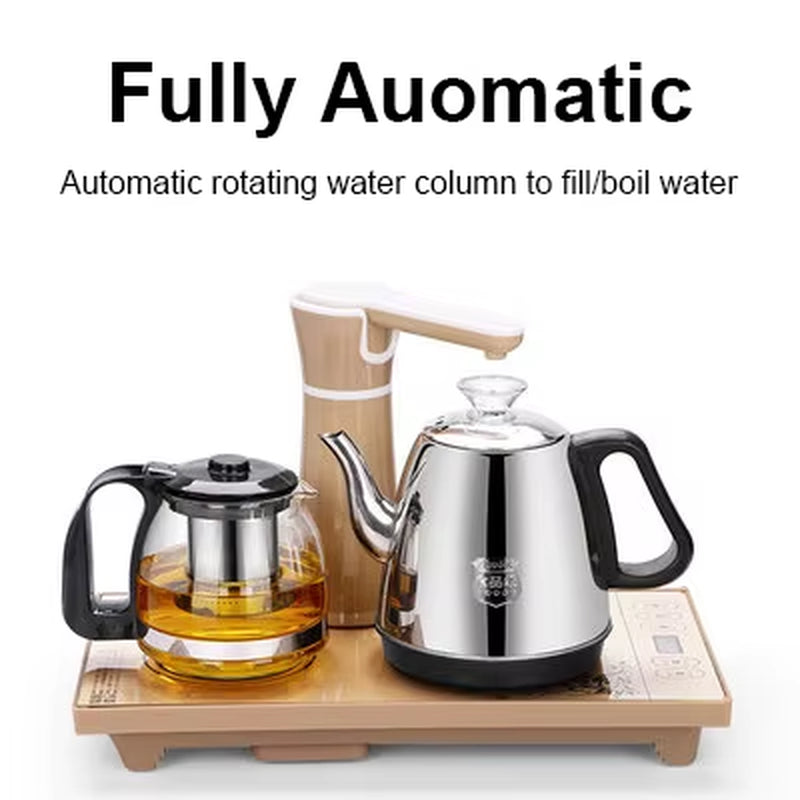 110V 220V Electric Kettle Household Tea Pot Set Automatic Pump Water 1L Capacity Stainless Steel Kettle Safety Auto-Off Function