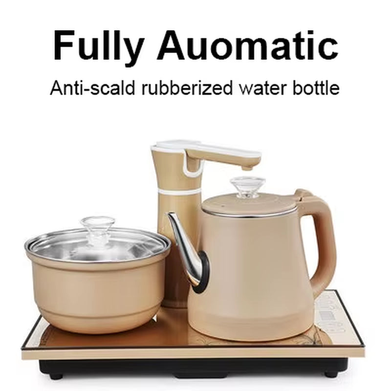 110V 220V Electric Kettle Household Tea Pot Set Automatic Pump Water 1L Capacity Stainless Steel Kettle Safety Auto-Off Function