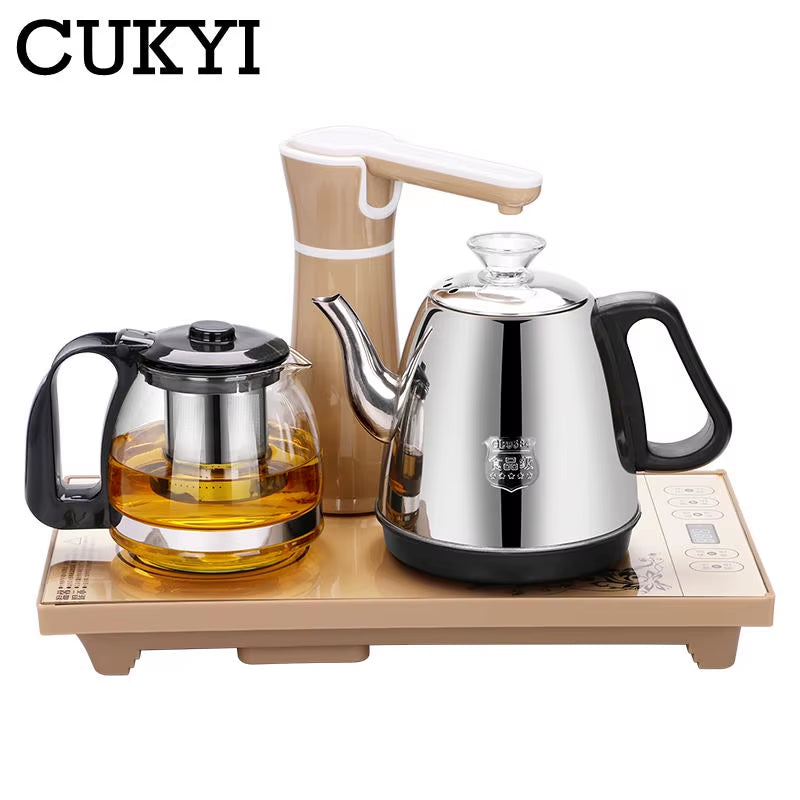 110V 220V Electric Kettle Household Tea Pot Set Automatic Pump Water 1L Capacity Stainless Steel Kettle Safety Auto-Off Function