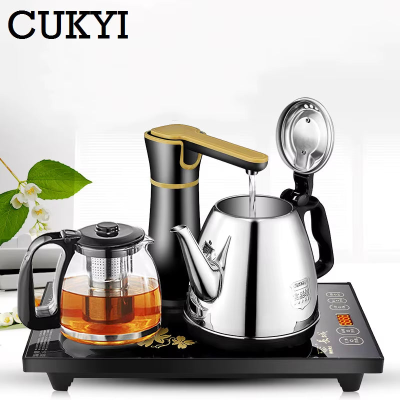 110V 220V Electric Kettle Household Tea Pot Set Automatic Pump Water 1L Capacity Stainless Steel Kettle Safety Auto-Off Function