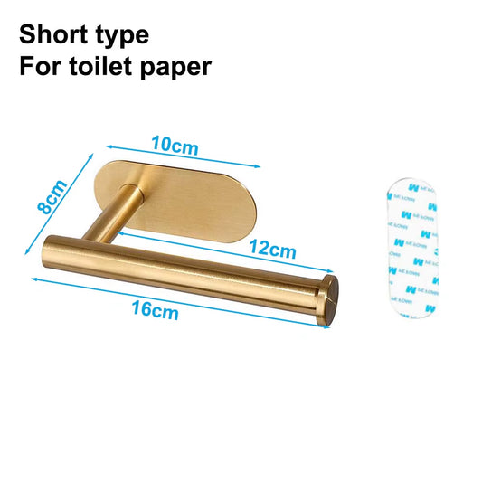 Stainless Steel Toilet Paper Towel Holder Adhesive Kitchen Paper Roll Rack Bathroom No Punch Wall Mount Tissue Dispenser Hanger