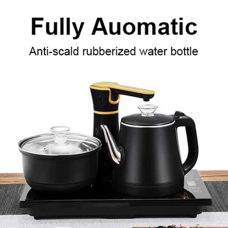 110V 220V Electric Kettle Household Tea Pot Set Automatic Pump Water 1L Capacity Stainless Steel Kettle Safety Auto-Off Function