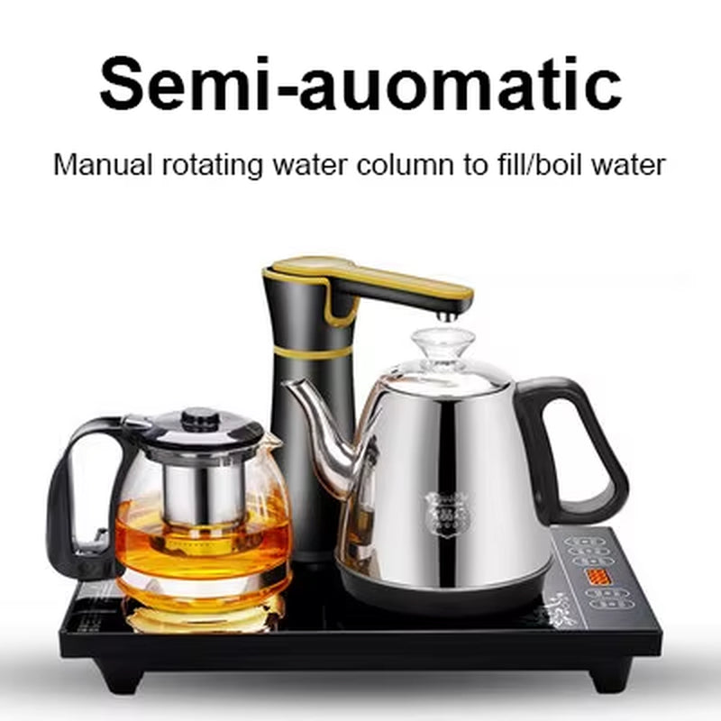 110V 220V Electric Kettle Household Tea Pot Set Automatic Pump Water 1L Capacity Stainless Steel Kettle Safety Auto-Off Function